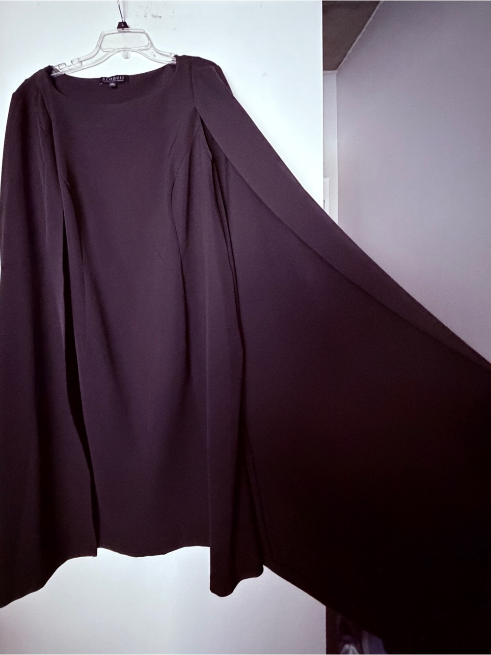 Eloquii Black Cape Sleeve Dress, 16, Black